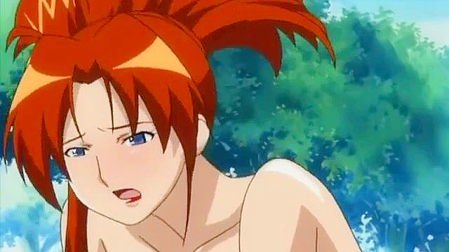 Hentai blonde with giant tits get rammed doggy style while creepy dude watches