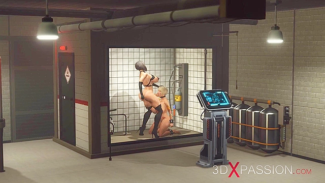 Big dicked futanari ass fucks chained lactating milk girl