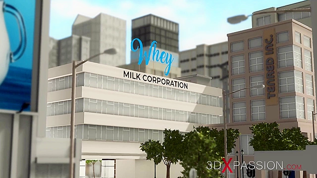 Big dicked futanari ass fucks chained lactating milk girl