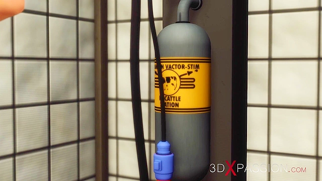 Big dicked futanari ass fucks chained lactating milk girl