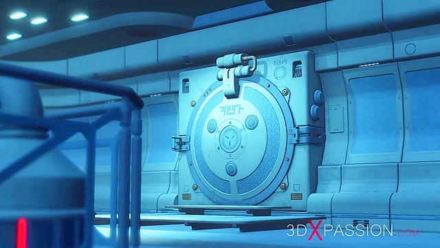 Sci-fi soldier fucks hard a bondaged slave woman with huge boobs in the lab