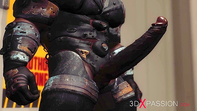 Sci-fi soldier fucks hard a bondaged slave woman with huge boobs in the lab