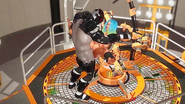 Male android bangs hard a hot woman with big boobs in sci-fi lab