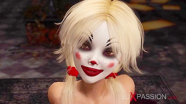 Scary Joker fucks hard a sexy teen clown lady in an abandoned boy scout camp