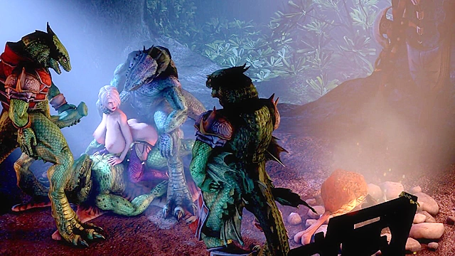 3d hentai dinovelvet Lizard monsters with big 3d hentai cocks fuck both holes of Ivy Valentine |  HentaiSmile.com