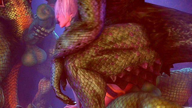 Lizard monsters with big 3d hentai cocks fuck both holes of Ivy Valentine