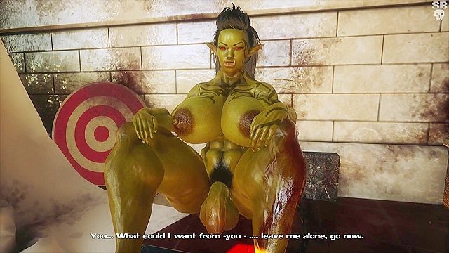 Orc with a big futa cock slams it deep in to a busty white elf