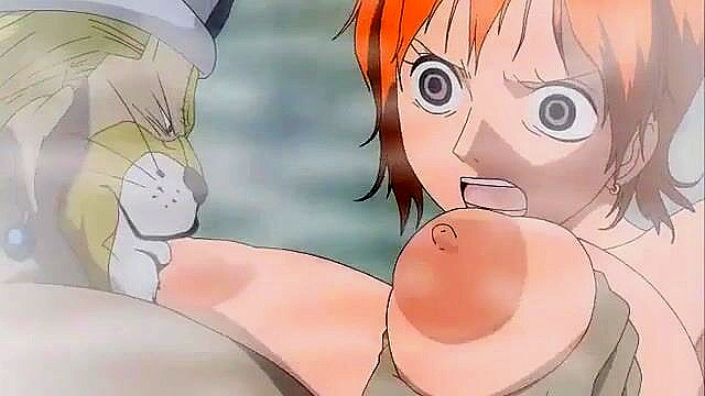 Anime Cheetah man sneaks up and fucks One Piece Nami in the shower