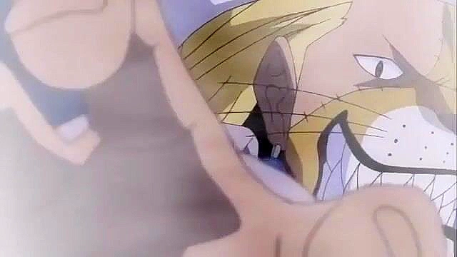 Anime Cheetah man sneaks up and fucks One Piece Nami in the shower