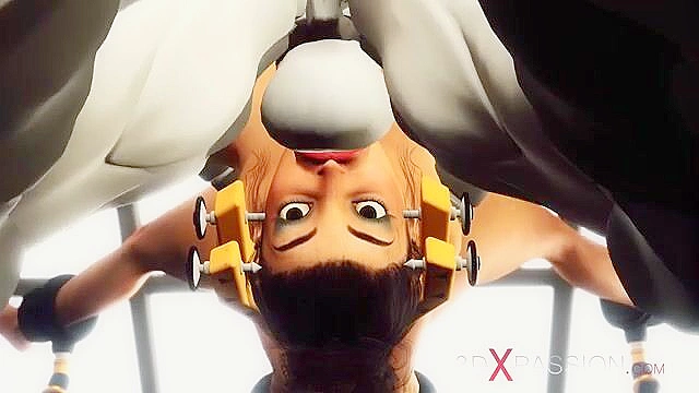 Sci-fi sex cyborg fucks hard a hot brunettes ass while bound