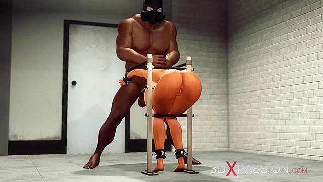 A sexy 3D brunette likes a rough fucking in her mouth from BBC while bound