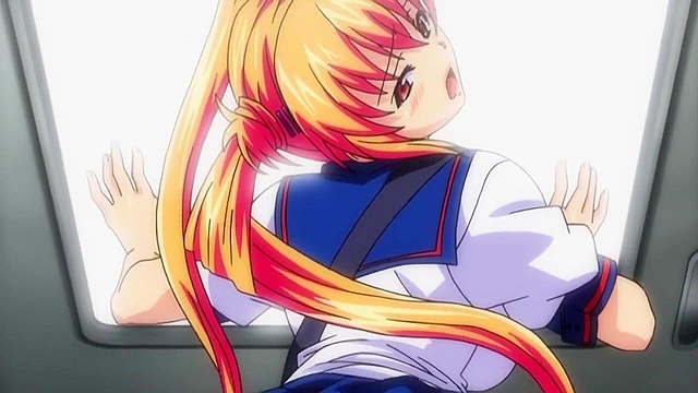 Busty teen schoolgirl gets her her asshole creampied on a public train