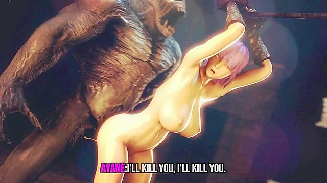 Kasumi, 3d animated slave of hell, satifies a huge demon cock with her ass
