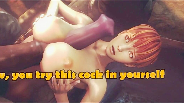 Kasumi, 3d animated slave of hell, satifies a huge demon cock with her ass