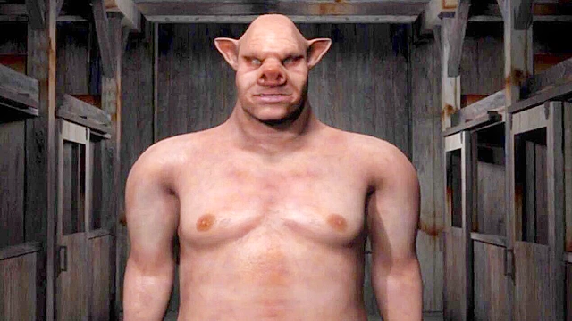 Heroine of Red Girl gets fucked and jizzed by monster pigman