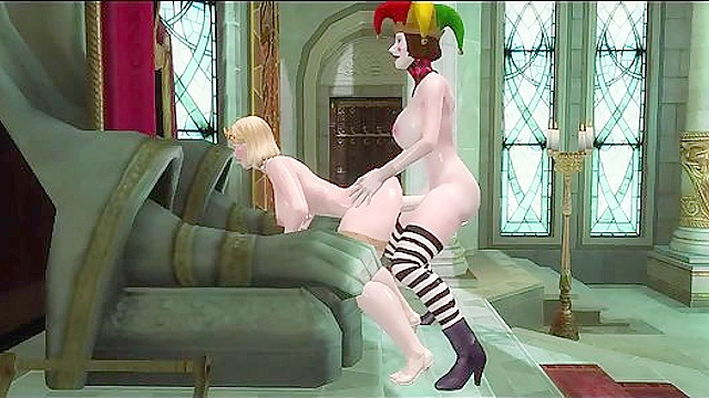 Court jester is fucking this other slut in the castle