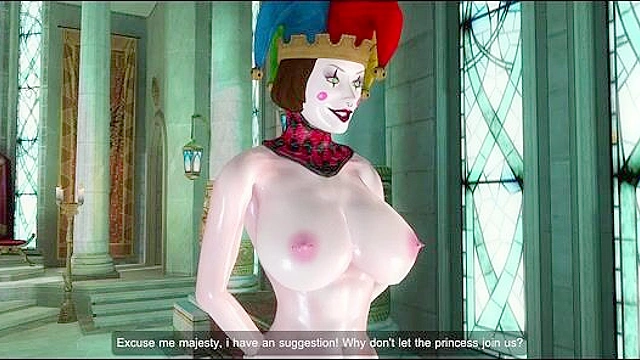 Court jester is fucking this other slut in the castle