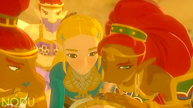 Zelda and Urbosa are sucking Links Cock in threesome