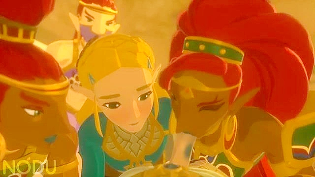 Zelda and Urbosa are sucking Links Cock in threesome