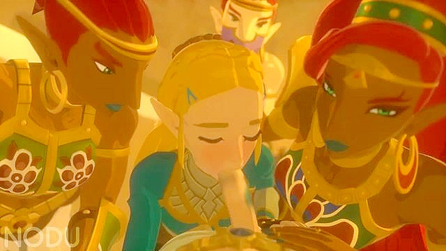 Zelda and Urbosa are sucking Links Cock in threesome