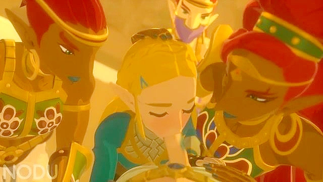 Zelda and Urbosa are sucking Links Cock in threesome
