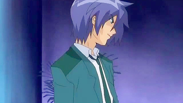 Busty hentai servant gets on her knees to suck dick then ride with her pussy