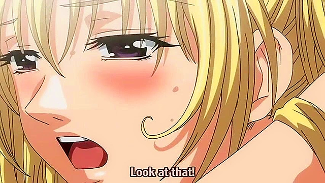 Slutty blonde anime girl with busty tits has a dirty fuck on public beach