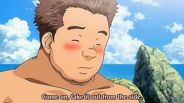 Slutty blonde anime girl with busty tits has a dirty fuck on public beach