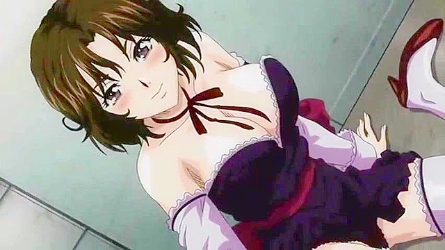 Slutty blonde anime girl with busty tits has a dirty fuck on public beach