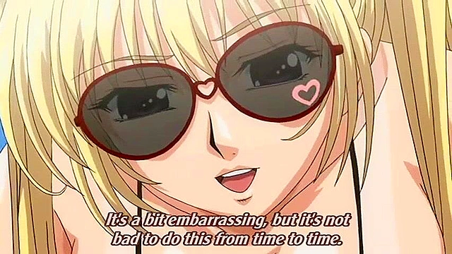 Slutty blonde anime girl with busty tits has a dirty fuck on public beach