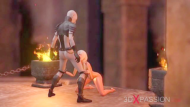 Eighteen year old blonde teen gets fucked hard by slave master