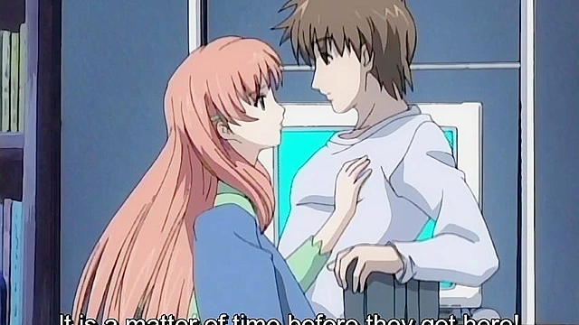 Busty school teacher has sex with a horny student in the library