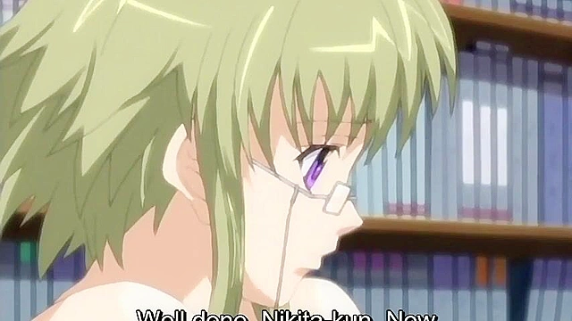 Busty school teacher has sex with a horny student in the library