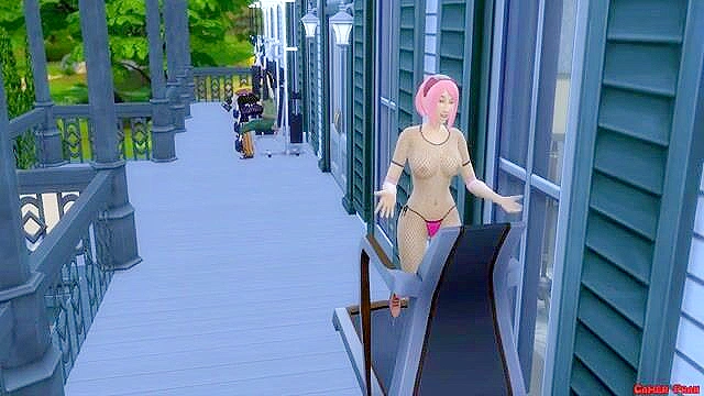 Naruto, Sasuke and friends have a Sims groupsex orgy in the gym