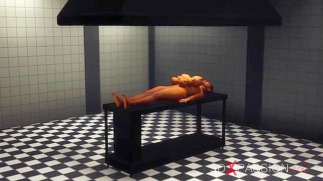 Super hot 3d ebony girl with cow boobs in restraints for intense anal