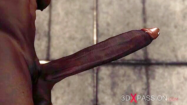 Super hot 3d ebony girl with cow boobs in restraints for intense anal