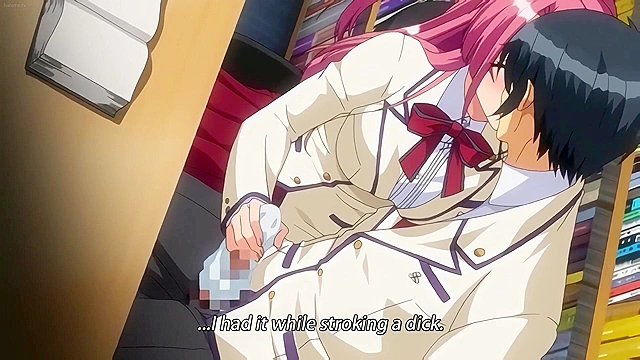 Dude gets his dick sucked by two anime hotties in double blowjob with facial