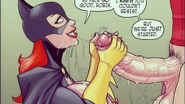 Robin spies batgirls juicy round ass and pussy and he fucks her backdoor