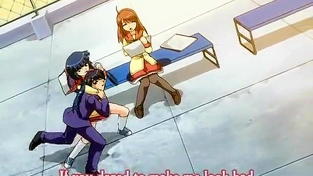 Sexy anime schoolgirl loses a kendo match and has to suck his dick