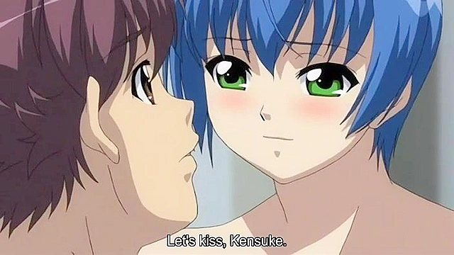 Teen guy sprays his hot load on girlfriends face then she rides his cock in hentai sex