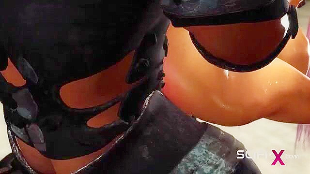 Military soldier face fucks bound college girl in secret base