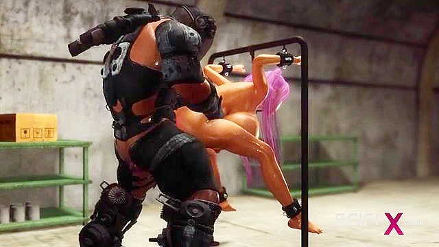 Military soldier face fucks bound college girl in secret base