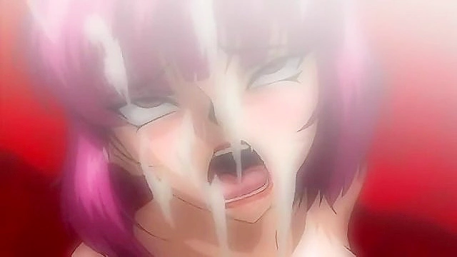 Ogres roughly face fuck a hentai girl and shoot their cum down her throat