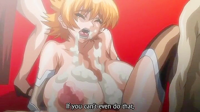 Ogres roughly face fuck a hentai girl and shoot their cum down her throat