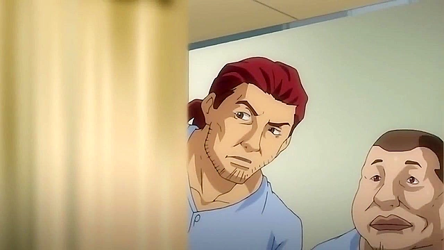 Dirty anime nurse with huge tits give virgin patient a boobjob