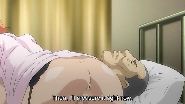 Dirty anime nurse with huge tits give virgin patient a boobjob