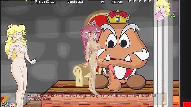 Busty brown princess from mario fucks all the monsters