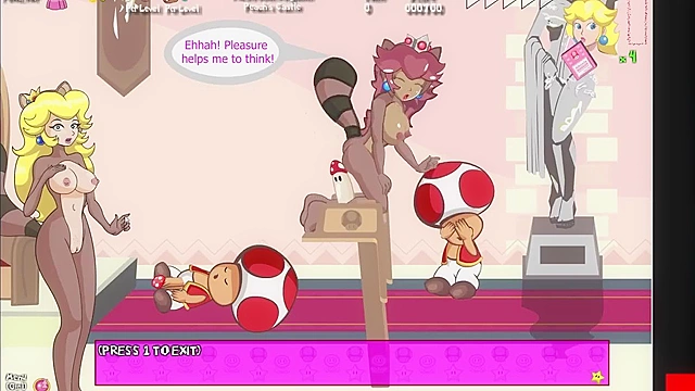 Busty brown princess from mario fucks all the monsters