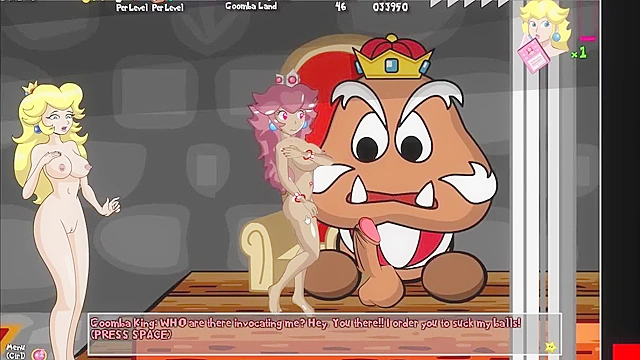 Busty brown princess from mario fucks all the monsters