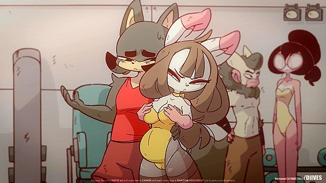 Furry bunny girl gets impregnated in live sex match